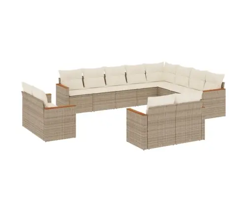 Sodo Komplektas Su Pagalvėlėmis, 12 Dalių, Smėlio, Poliratanas