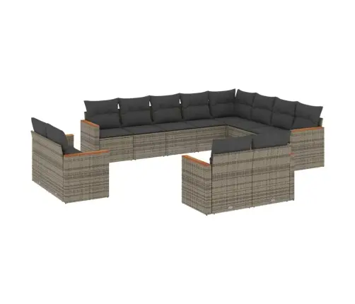 Sodo Komplektas Su Pagalvėlėmis, 12 Dalių, Pilkas, Poliratanas