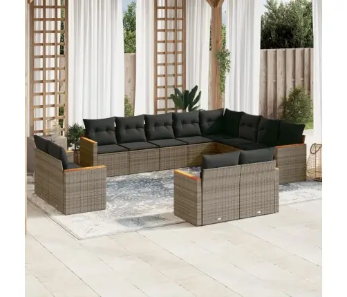 Sodo Komplektas Su Pagalvėlėmis, 12 Dalių, Pilkas, Poliratanas