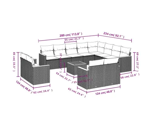 Sofos Komplektas Su Pagalvėlėmis, 13 Dalių, Smėlio, Poliratanas