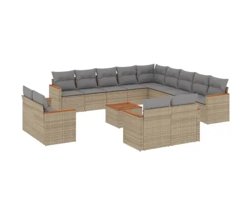 14-Osaline Aiadiivani Komplekt Patjadega, Beež, Polürotang