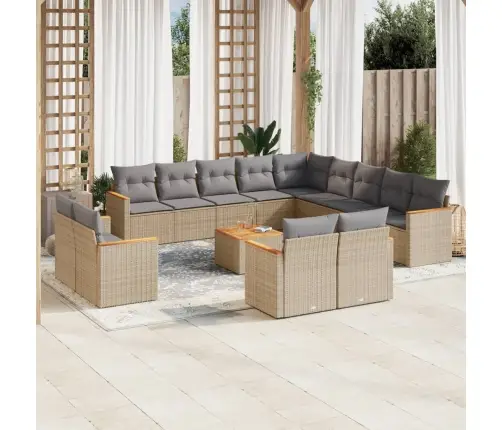 14-Osaline Aiadiivani Komplekt Patjadega, Beež, Polürotang