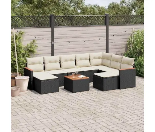 10-Daļīgs Dārza Dīvāna Komplekts, Matrači, Melna Pe Rotangpalma Vidaxl