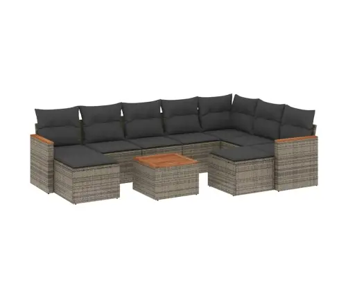 10-Daļīgs Dārza Dīvāna Komplekts Ar Matračiem, Pelēks Pe Pinums Vidaxl