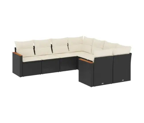 8-Daļīgs Dārza Dīvāna Komplekts, Matrači, Melna Pe Rotangpalma Vidaxl