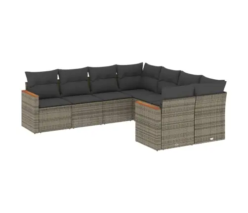 8-Daļīgs Dārza Dīvāna Komplekts Ar Matračiem, Pelēks Pe Pinums Vidaxl