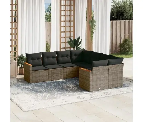 8-Daļīgs Dārza Dīvāna Komplekts Ar Matračiem, Pelēks Pe Pinums Vidaxl