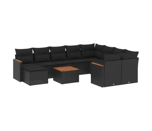 11-Daļīgs Dārza Dīvāna Komplekts, Matrači, Melna Pe Rotangpalma Vidaxl