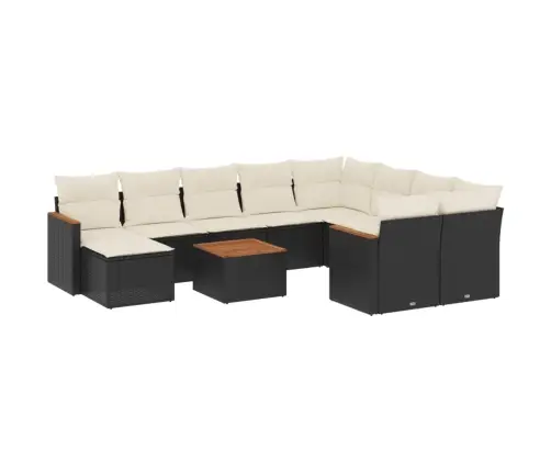 11-Daļīgs Dārza Dīvāna Komplekts, Matrači, Melna Pe Rotangpalma Vidaxl