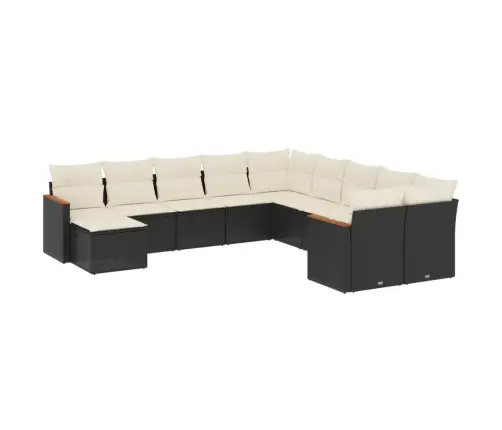 11-Daļīgs Dārza Dīvāna Komplekts, Matrači, Melna Pe Rotangpalma Vidaxl