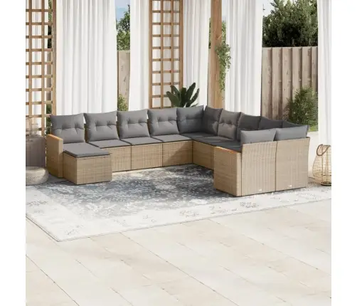 11-Osaline Aiadiivani Komplekt Patjadega, Beež, Polürotang