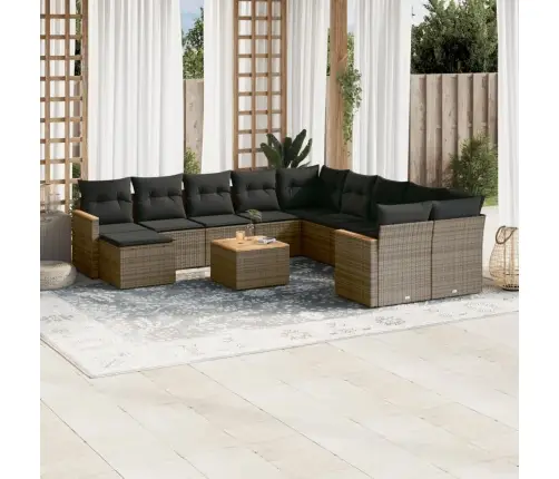 12-Daļīgs Dārza Atpūtas Mēbeļu Komplekts, Matrači, Pelēks Pe Vidaxl