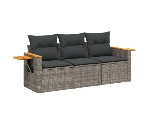 3-Daļīgs Dārza Dīvāna Komplekts Ar Matračiem, Pelēks Pe Pinums Vidaxl