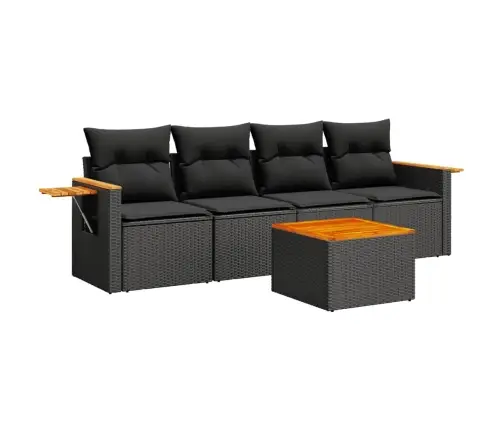 Sodo Komplektas Su Pagalvėlėmis, 5 Dalių, Juodas, Poliratanas