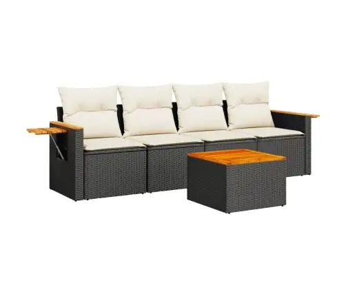 Sodo Komplektas Su Pagalvėlėmis, 5 Dalių, Juodas, Poliratanas