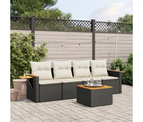 Sodo Komplektas Su Pagalvėlėmis, 5 Dalių, Juodas, Poliratanas