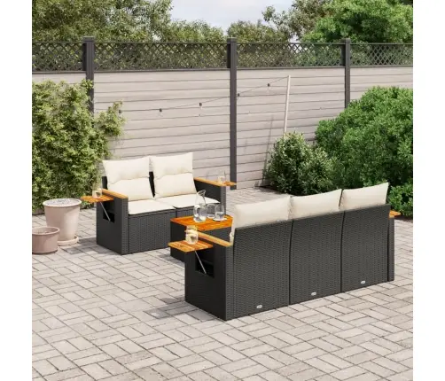 6-Daļīgs Dārza Dīvāna Komplekts, Matrači, Melna Pe Rotanpalma Vidaxl