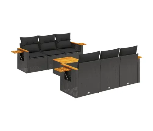 7-Daļīgs Dārza Dīvāna Komplekts Ar Matračiem, Melna Pe Vidaxl