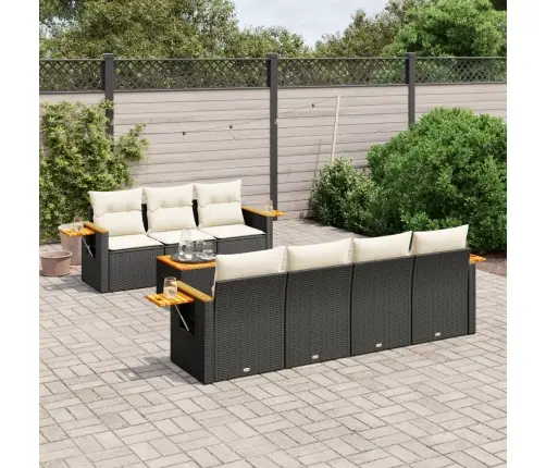 8-Daļīgs Dārza Dīvāna Komplekts, Matrači, Melna Pe Rotangpalma Vidaxl