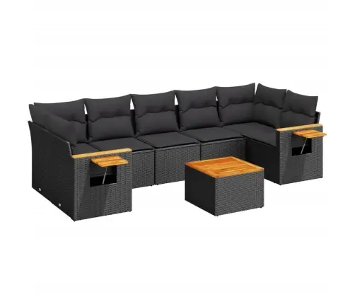 8-Daļīgs Dārza Dīvāna Komplekts, Matrači, Melna Pe Rotangpalma Vidaxl