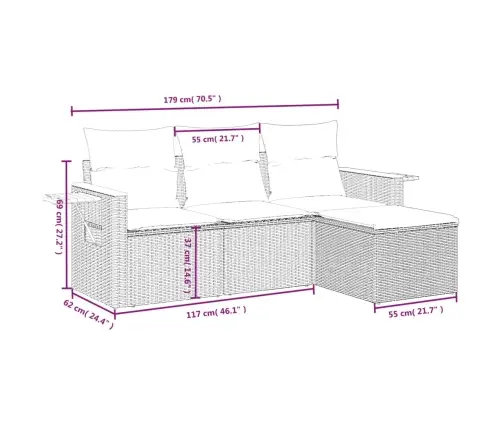 4-Osaline Aiadiivani Komplekt Patjadega, Must, Polürotang