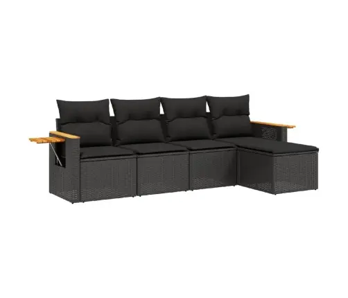 Sodo Komplektas Su Pagalvėlėmis, 5 Dalių, Juodas, Poliratanas