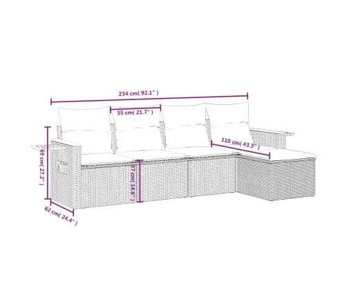 Sodo Komplektas Su Pagalvėlėmis, 5 Dalių, Juodas, Poliratanas
