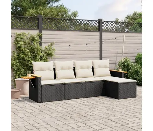 Sodo Komplektas Su Pagalvėlėmis, 5 Dalių, Juodas, Poliratanas