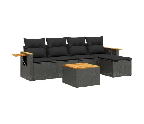 6-Daļīgs Dārza Dīvāna Komplekts, Matrači, Melna Pe Rotanpalma Vidaxl