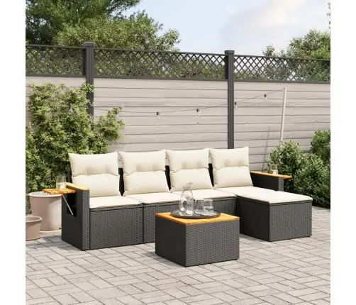 6-Daļīgs Dārza Dīvāna Komplekts, Matrači, Melna Pe Rotanpalma Vidaxl