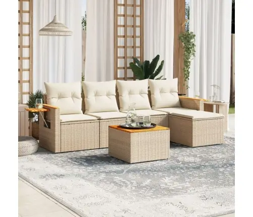 Sofos Komplektas Su Pagalvėlėmis, 6 Dalių, Smėlio, Poliratanas