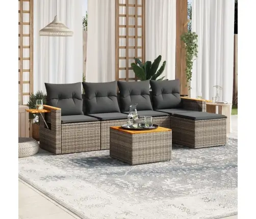 6-Daļīgs Dārza Dīvāna Komplekts Ar Matračiem, Pelēks Pe Pinums Vidaxl