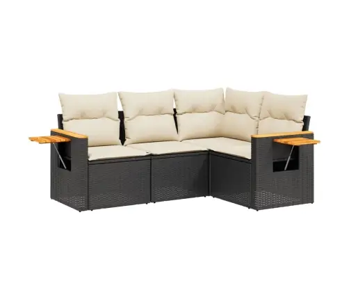 Sodo Komplektas Su Pagalvėlėmis, 4 Dalių, Juodas, Poliratanas