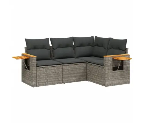 4-Daļīgs Dārza Dīvāna Komplekts Ar Matračiem, Pelēks Pe Pinums Vidaxl