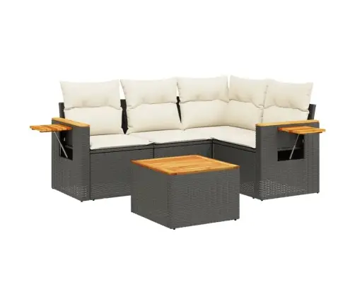 Sodo Komplektas Su Pagalvėlėmis, 5 Dalių, Juodas, Poliratanas