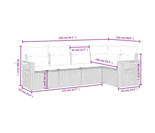 Sodo Komplektas Su Pagalvėlėmis, 5 Dalių, Juodas, Poliratanas