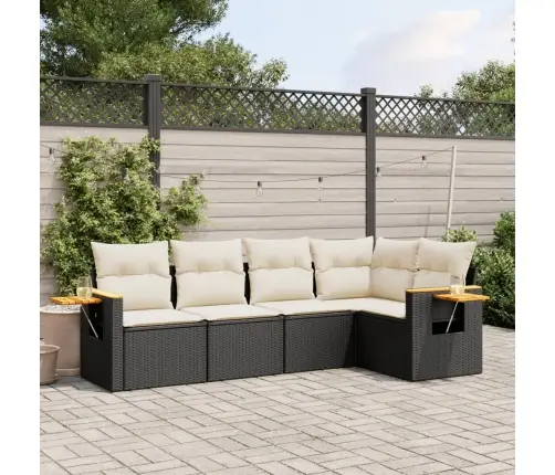 Sodo Komplektas Su Pagalvėlėmis, 5 Dalių, Juodas, Poliratanas