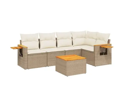 6-Daļīgs Dārza Dīvāna Komplekts, Matrači, Bēša Pe Rotangpalma Vidaxl