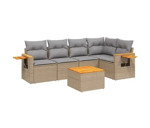 6-Daļīgs Dārza Dīvāna Komplekts, Matrači, Bēša Pe Rotangpalma Vidaxl