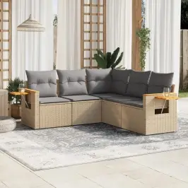 5-Osaline Aiadiivani Komplekt Patjadega, Beež, Polürotang