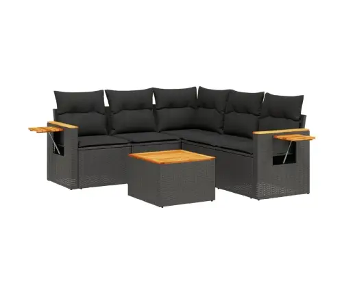 6-Daļīgs Dārza Dīvāna Komplekts, Matrači, Melna Pe Rotanpalma Vidaxl