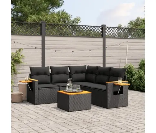 6-Daļīgs Dārza Dīvāna Komplekts, Matrači, Melna Pe Rotanpalma Vidaxl