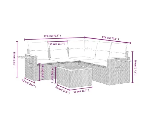6-Daļīgs Dārza Dīvāna Komplekts Ar Matračiem, Pelēks Pe Pinums Vidaxl