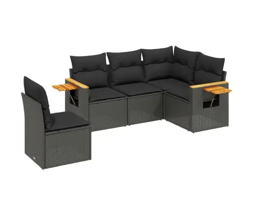 5-Osaline Aiadiivanikomplekt Patjadega, Must, Polürotang