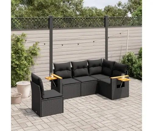 5-Osaline Aiadiivanikomplekt Patjadega, Must, Polürotang