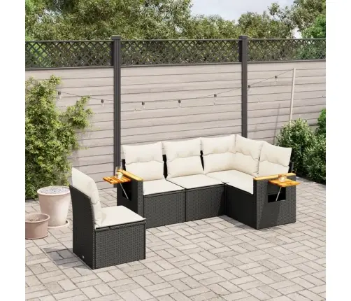 5-Daļīgs Dārza Dīvāna Komplekts Ar Matračiem, Pe Rotangpalma Vidaxl