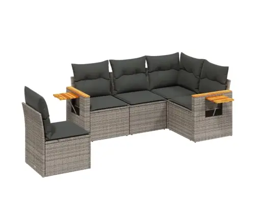 5-Daļīgs Dārza Dīvāna Komplekts Ar Matračiem, Pelēks Pe Pinums Vidaxl