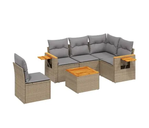 6-Daļīgs Dārza Dīvāna Komplekts, Matrači, Bēša Pe Rotangpalma Vidaxl