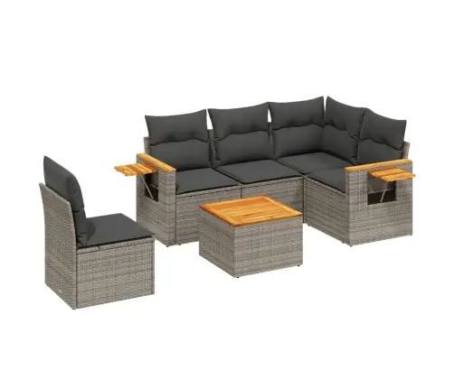 6-Daļīgs Dārza Dīvāna Komplekts Ar Matračiem, Pelēks Pe Pinums Vidaxl