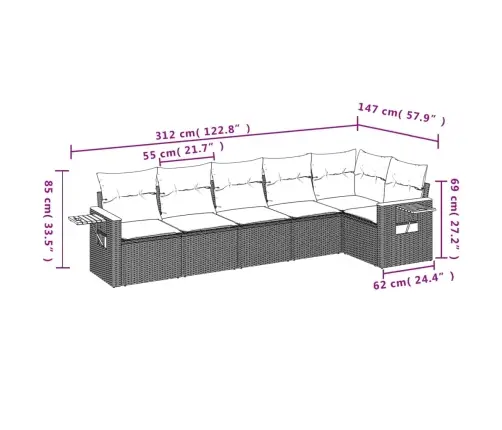 6-Osaline Aiadiivani Komplekt Patjadega, Must, Polürotang